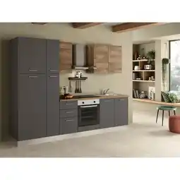 XXXLutz Küchenblock 285 cm in Anthrazit, Nussbaumfarben Angebot