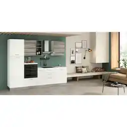 XXXLutz Küchenblock 270 cm in Weiß, Graubraun, Eukalyptusholzfarben Angebot