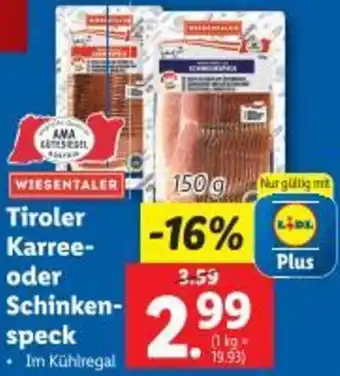 Lidl Karree- oder Schinken- speck Angebot