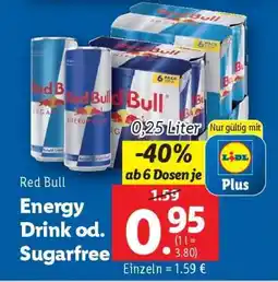Lidl Red Bull Energy Drink od. Sugarfree Angebot
