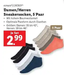 Lidl Damen/Herren Sneakersocken, 5 Paar Angebot