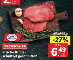 Lidl WIESENTALER Frische Rindschnitzel geschnitten Angebot