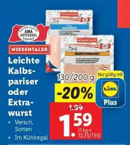 Lidl WIESENTALER Leichte Kalbspariser oder Extrawurst Angebot