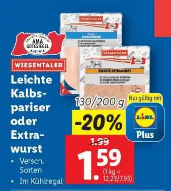 Lidl WIESENTALER Leichte Kalbspariser oder Extrawurst Angebot