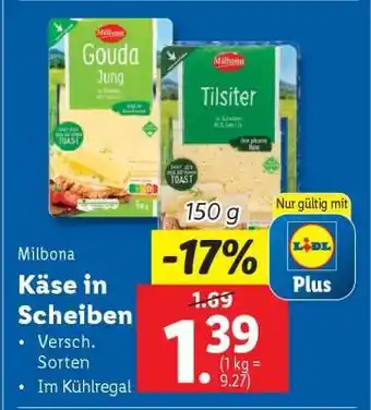 Lidl Milbona Käse in Scheiben Angebot