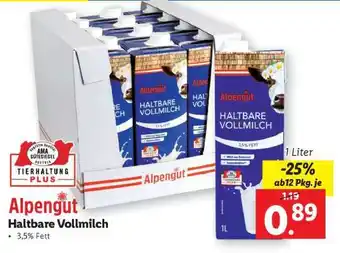 Lidl Alpengut Haltbare Vollmilch Angebot