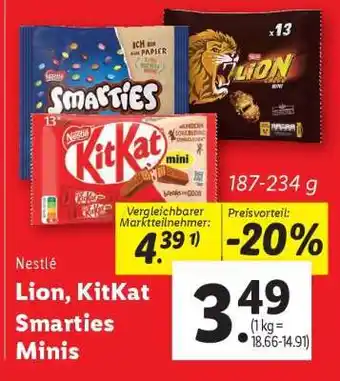 Lidl Nestlé Lion, KitKat Smarties Minis Angebot