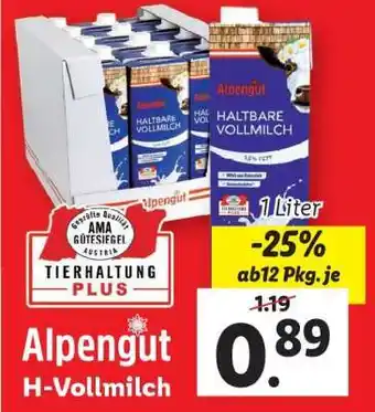 Lidl Alpengut H-Vollmilch Angebot