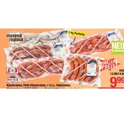Maximarkt Käsekrainer, Chili-Käsekrainer, Debreziner, Käsbreziner oder Bratwürstel Maximarkt Angebot
