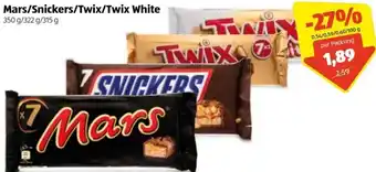 Hofer Mars/Snickers/Twixtwix White 350 g/322 g/315 g Angebot