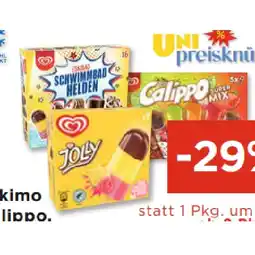 Unimarkt Eskimo Calippo, Jolly oder Schwimmbadhelden verschiedene Sorten Unimarkt Angebot