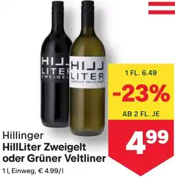 MPreis HillLiter Zweigelt oder Grüner Veltliner Angebot