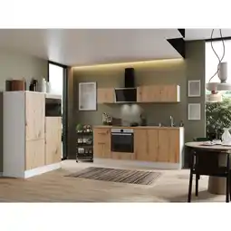 Möbelix Küchenzeile mit Geräten B: 340 cm Weiß/Eiche Artisan Dekor Angebot
