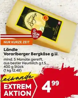 Billa Ländle Vorarlberger Bergkäse g.U. Angebot