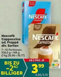 Billa Cappuccino od. Frappé Angebot
