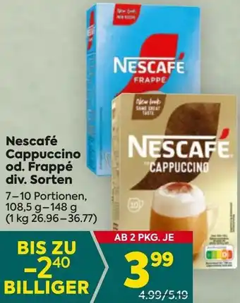 Billa Cappuccino od. Frappé Angebot