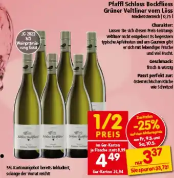 Interspar Pfaffl Schloss Bockfliess Grüner Veltliner vom Löss Angebot