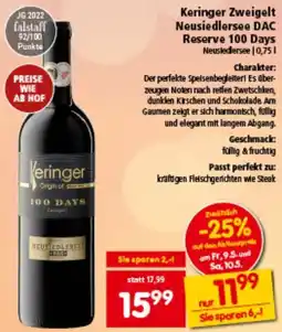 Interspar Keringer Zweigelt Neusiedlersee DAC Reserve 100 Days Angebot
