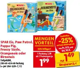 Interspar Eis, Paw Patrol, Peppa Pig, Freezy Sizzle, Orangeneis oder Birneneis Angebot
