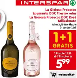 Interspar Prosecco Spumante DOC Treviso oder Prosecco DOC Rosé Millesimato Angebot