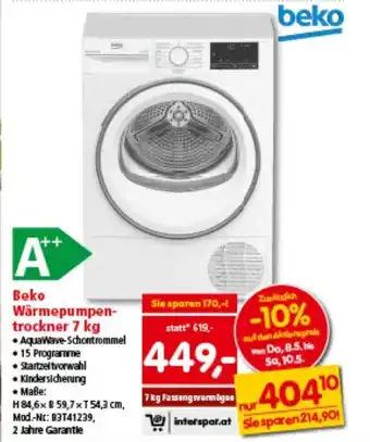 Interspar Wärmepumpen- trockner Angebot