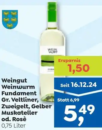 ADEG Weinwurm Fundament Gr. Veltliner, Zweigelt, Gelber Muskateller od. Rosè Angebot