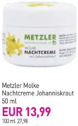 Sutterlüty Metzler Molke Nachtcreme Johanniskraut Angebot