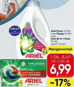 Spar Pulver oder Flüssig oder Ariel All-in-1 Pods Angebot