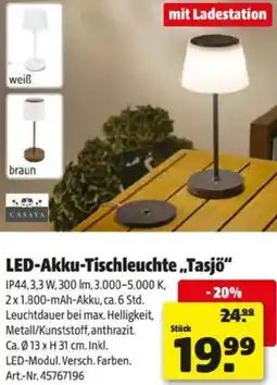 Hagebau LED-Akku-Tischleuchte Tasjö Angebot