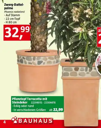 Bauhaus Pflanztopf Terracotta mit Steindekor Angebot