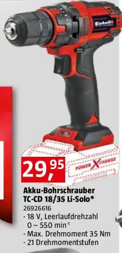 Bauhaus Akku-Bohrschrauber TC-CD 18/35 Li-Solo Angebot