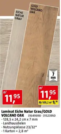 Bauhaus Laminat Eiche Natur Grau/GOLD VOLCANO OAK Angebot
