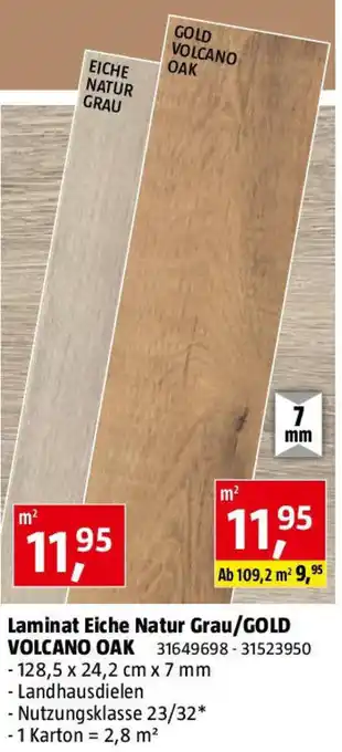 Bauhaus Laminat Eiche Natur Grau/GOLD VOLCANO OAK Angebot