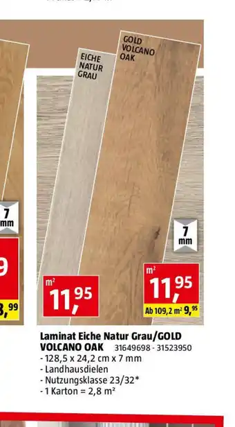 Bauhaus Laminat Eiche Natur Grau/GOLD VOLCANO OAK Angebot