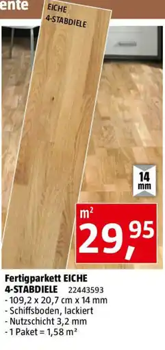 Bauhaus Fertigparkett EICHE 4-STABDIELE Angebot