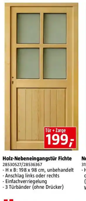 Bauhaus Holz-Nebeneingangstür Fichte Angebot