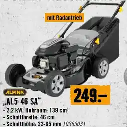 Hornbach Benzin-Rasenmäher ,,AL5 46 SA Angebot
