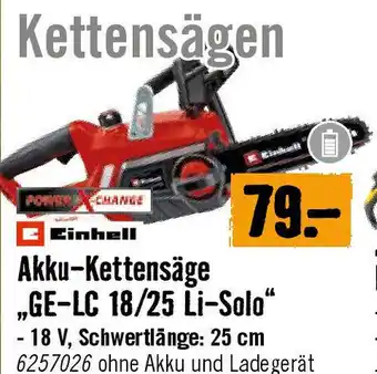 Hornbach Akku-Kettensäge „GE-LC 18/25 Li-Solo Angebot