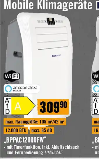 Hornbach Mobile Klimageräte „BPPAC16000FW Angebot