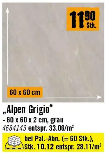 Hornbach Feinsteinzeug „Alpen Grigio Angebot