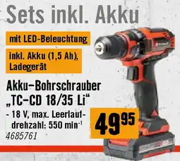 Hornbach Akku-Bohrschrauber „TC-CD 18/35 Li Angebot