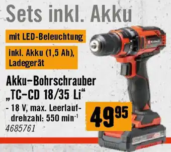 Hornbach Akku-Bohrschrauber „TC-CD 18/35 Li Angebot