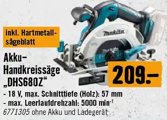Hornbach Akku- Handkreissäge „DHS680Z Angebot