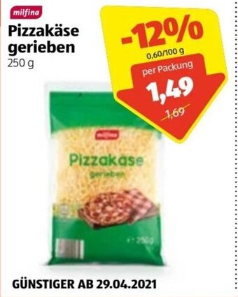 Hofer Milfina Pizzakäse Gerieben 250 g Angebot