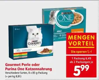 Interspar Gourmet Perle oder Purina One Katzennahrung Angebot