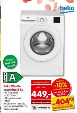 Interspar Beko Waschmaschine 8 kg Angebot