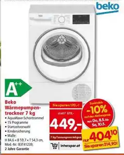Interspar Beko Wärmepumpentrockner 7 kg Angebot