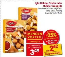 Interspar Iglo Hühner Sticks oder Hühner Nuggets Angebot