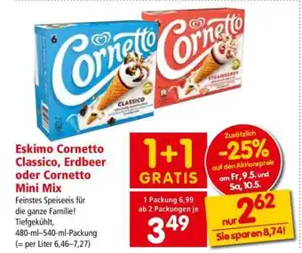 Interspar Eskimo Cornetto Classico, Erdbeer oder Cornetto Mini Mix Angebot