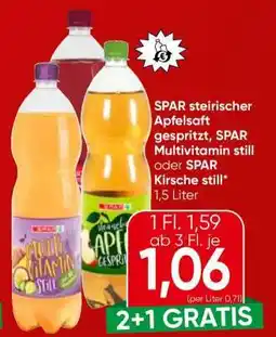 Eurospar SPAR steirischer Apfelsaft gespritzt, SPAR Multivitamin still oder SPAR Kirsche still Angebot